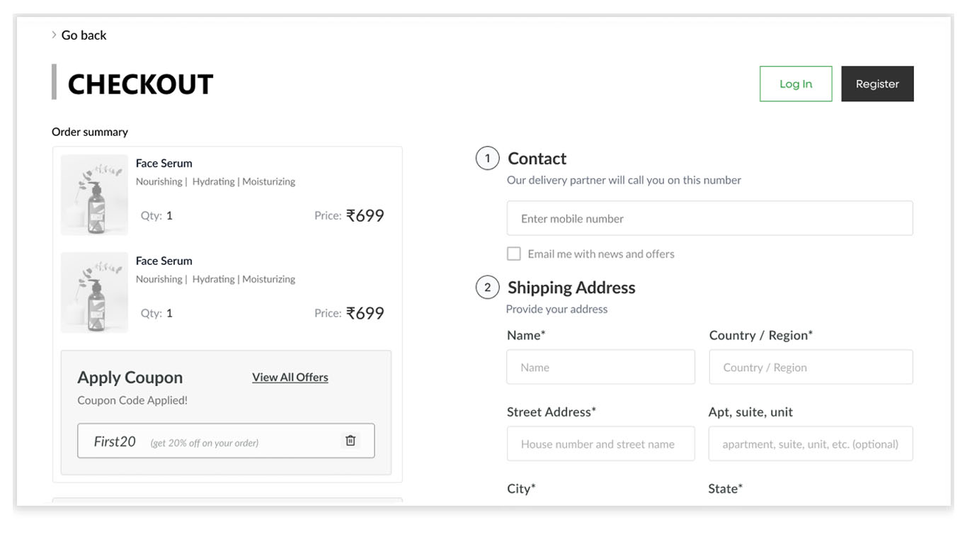 Redesigned checkout flow diagram